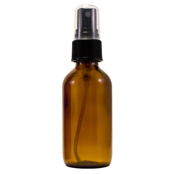 2 fl oz Amber Glass Bottle with Black Spray Cap (12 Pack)