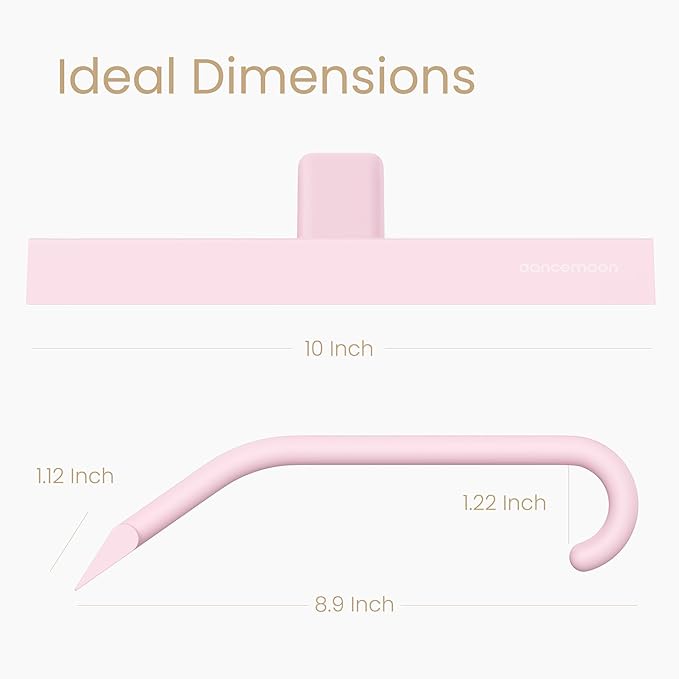 dancemoon JustHang Shower Squeegee for Glass Doors, All-one-Piece Silicone with Built-in Hook Design for Easy Hanging and Cleaning, 10 Inch Pink