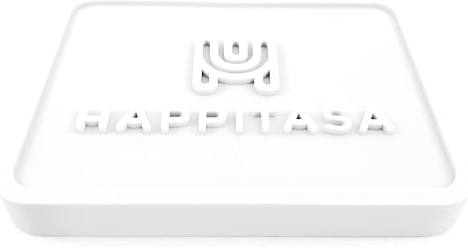 Happitasa Silicone Soap Dish Tray and Sponge Holder with Drain Chute, Pack of 2 | Bathroom and Kitchen Sink Organizer Caddy (White, 5.2"x4", 7.2 Ounces)