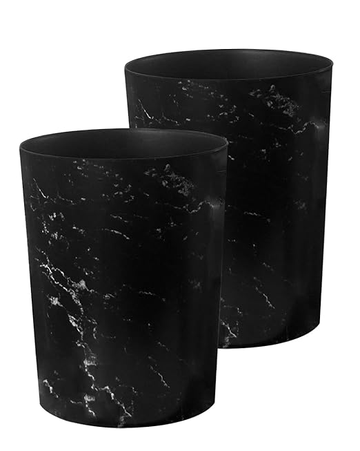 Feisco Small Trash Can for Bathroom, 2 Gallon Trash Can Trash Bin Wastebasket Garbage Can for Kitchen,Bathroom Office, Bedroom,Dorms,Laundry Room (Black, 2 Pack)