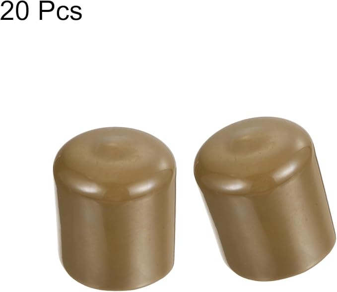 uxcell 20pcs Rubber End Caps 32mm(1 1/4") ID Vinyl PVC Round Tube Bolt Cap Cover Screw Thread Protectors Light Brown
