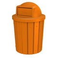 42 Gallon Slatted Circle 100% Recycled Plastic Commercial Outdoor and Indoor Trash Can with Push Open Dome Lid and Internal Liner | Great for Schools and Businesses - Orange
