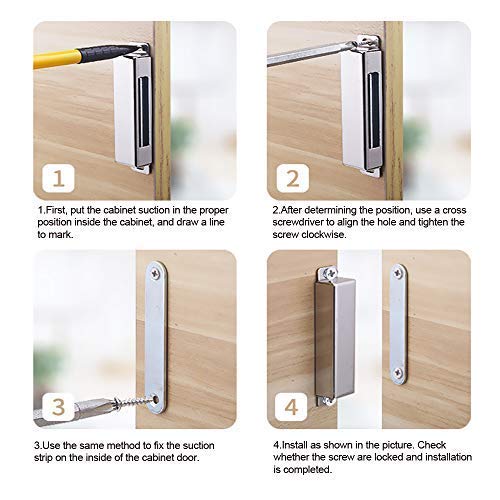 Mousike Cabinet Magnets Magnetic Door Catch Stainless Steel Door Magnet for Kitchen Bathroom Cupboard Wardrobe Closet Closures Cabinet Door Drawer Latch 20 lbs(20Pack)