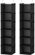YOUDENOVA Hanging Closet Organizer, 6-Shelf Closet Hanging Storage Shelves, 2 Packs, Black