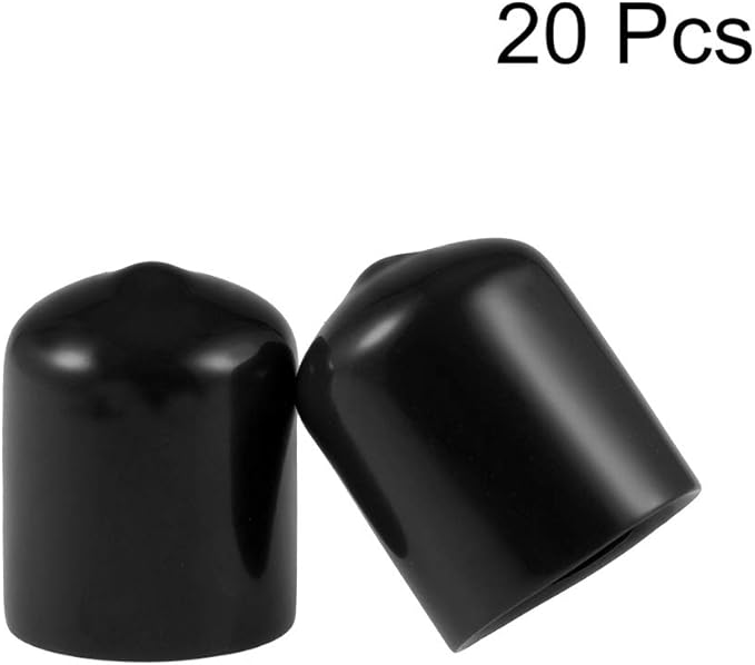 uxcell 20pcs Rubber End Caps 18mm ID Vinyl Round Tube Bolt Cap Cover Thread Protectors Black