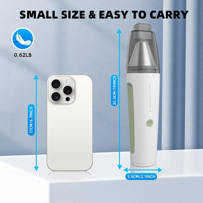 PATO Handheld Vacuum, 13000PA Portable Cordless Car Vacuum Cleaner, Suction and Blow 2-in-1 Dust Removal Vacuum Cleaner for Car, Home, Office, Pet.