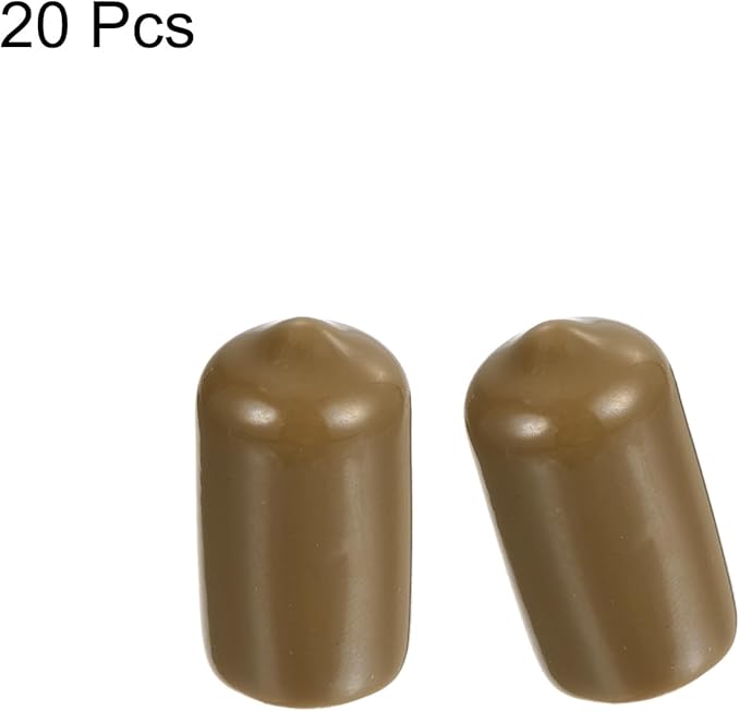 uxcell 20pcs Rubber End Caps 11mm ID Vinyl PVC Round Tube Bolt Cap Cover Screw Thread Protectors Light Brown