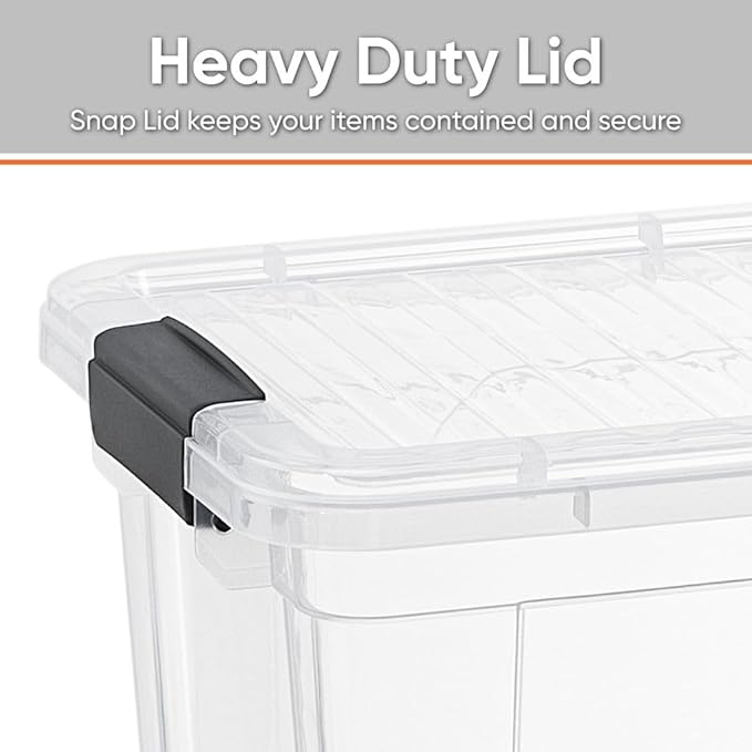 Superio Clear Storage Boxes with Lids, 8.75 Quart Plastic Container Bins for Organizing, Stackable Crates, BPA Free, Non Toxic, Odor Free, Organizers for Home, Office and Dorm, 4 Pack