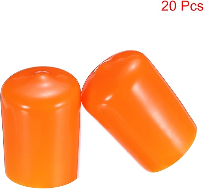 uxcell 20pcs Rubber End Caps 19mm(3/4") ID Vinyl PVC Round Tube Bolt Cap Cover Screw Thread Protectors,Orange