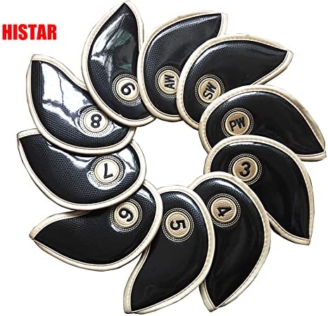 HISTAR 10pcs Crystal Pu Leather Golf Iron Head Covers Set Iron Club Headcover