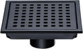 RANDOM Matte Black Square Shower Drain 6 Inch Drain Cover 304 Stainless Steel Floor Drain Grate with Removable Hair Strainer,6" Black Shower Drain