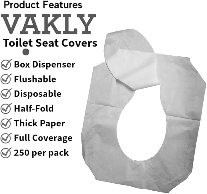 2500 Paper Toilet Seat Covers - Thick Flushable Half-Fold Paper Disposable Toilet Seat Dispensers Cover Liners for Travel & Public Restroom Toilet Bowls (2500)