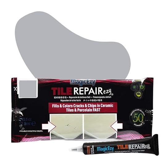MagicEzy Tile RepairEzy - (Light Gray) Touch Up Paint Filler for Bathroom Tiles, Appliance, Furniture, Walls, Counter Tops - Glossy Finish