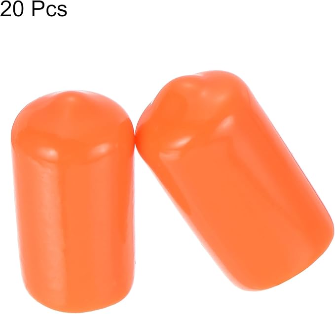 uxcell 20pcs Rubber End Caps 12mm(1/2 inch) ID Vinyl Round Tube Bolt Cap Cover Screw Thread Protectors Orange