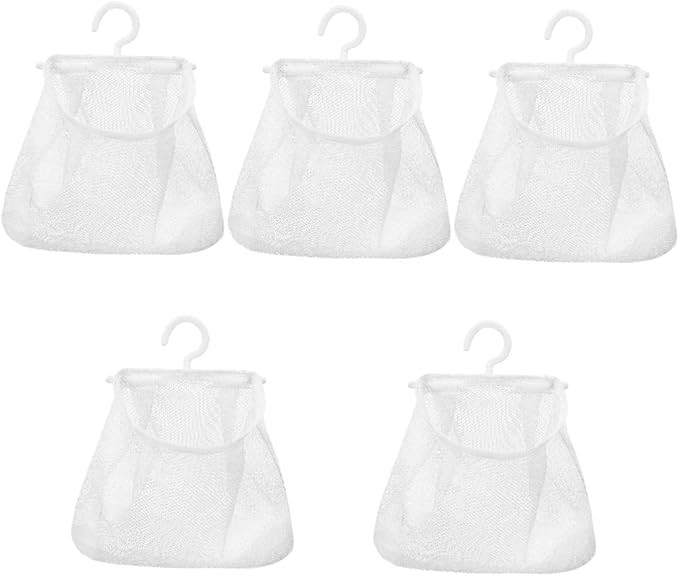 Cabilock 5pcs Mesh Hanging Bag Hanging Clothes Travel White Polyester Fruit