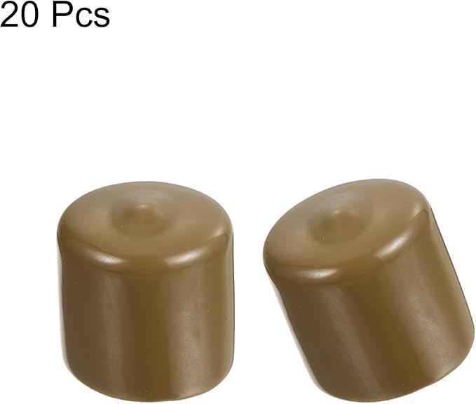uxcell 20pcs Rubber End Caps 26mm(1 Inch) ID Vinyl PVC Round Tube Bolt Cap Cover Screw Thread Protectors Light Brown