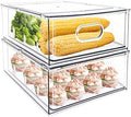 MineSign 2Pack Stackable Fridge Drawers Pull-Out Bins Divided Produce Saver Containers for Refrigerator Storage Organizers for Veggie Fruit Berry Pantry Cabinet Makeup Clothes