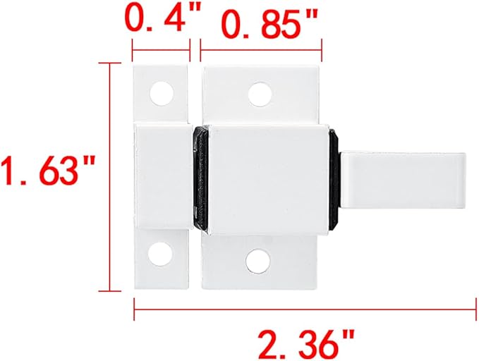 2 Packs Spring Door Lock, White Self-Closing Gate Latch with Aluminum Alloy, Security Latch for Windows, Cabinets & Gates
