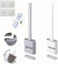 Toilet Brush with Holder Silicone Toilet Brush and Cleaning Brush for Household Bathroom Toliet Brush Set (White,Gray)