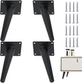 4PCS 6 Inch Matte Black Tapered Angled Legs for Furniture, Metal Mid Century Mordern Feet, Heavy Duty Slanted Stand Legs Kit for Couch, Coffee Table, Desk, Dresser, Sofa, Chair