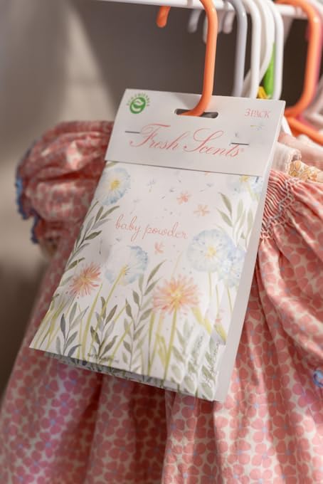 WILLOWBROOK | Fresh Scents Scented Sachet Packet | Baby Powder | Air Freshener Bags for Drawers, Closets, Cars | 6 Pack | Long Lasting Home Fragrance