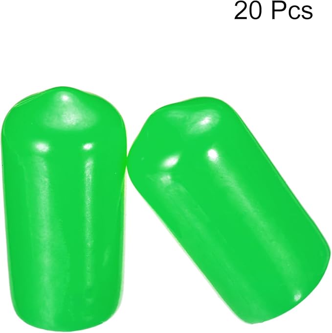 uxcell 20pcs Rubber End Caps 10mm(3/8") ID Vinyl PVC Round Tube Bolt Cap Cover Screw Thread Protectors Green