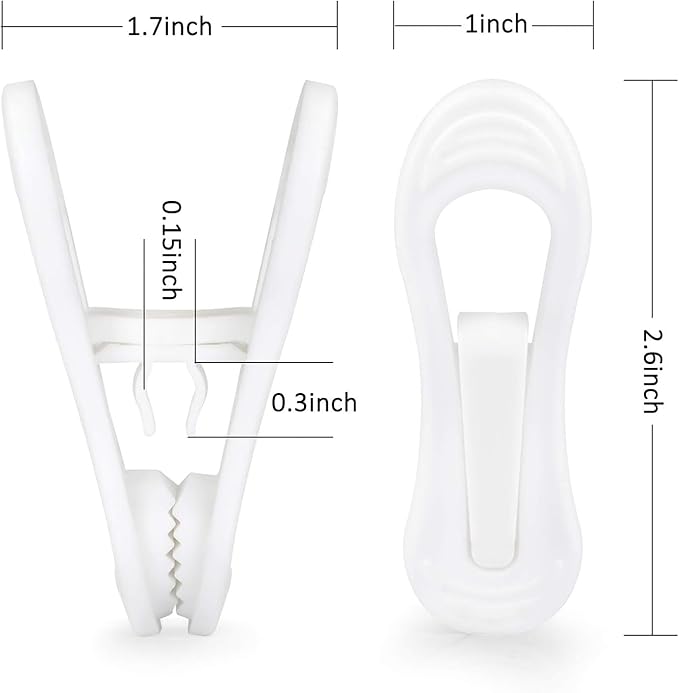 Tinfol White Plastic Hanger Clips, 50 Pack Hanger Clips- Strong Pinch Grip Finger Clips for Plastic Clothes Hangers, Multi-Purpose Hangers Clips
