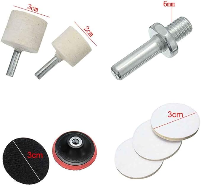 9pcs/Set Glass Polishing Kit,Deep Scratch Remover with Towel Car Polish Pad Cerium Oxide Powder Felt Polishing Wheel Set for Windscreen and Glass(Size:9pcs/Set)