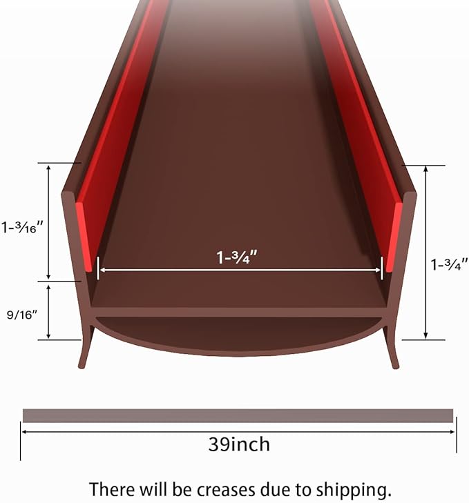 2 Pack Door Draft Stopper, 39” Length Cuttable Under Door Seal, Strong Adhesive Door Sweep for Exterior and Interior Doors (Brown)