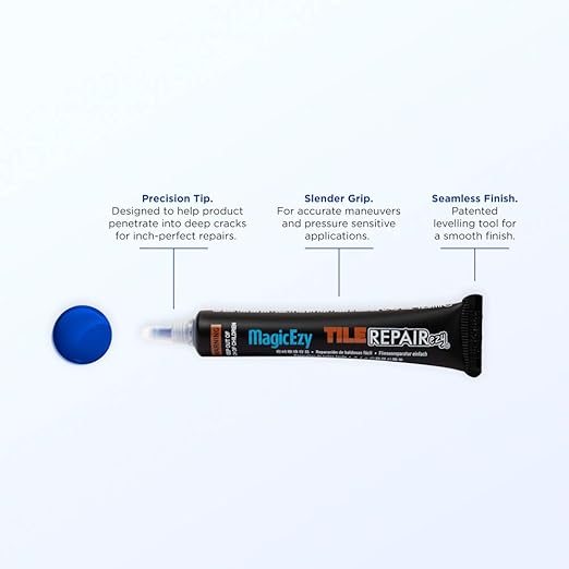 MagicEzy Tile Repair Kit: Porcelain Repair Kit - Ceramic Tile Repair Kit - Mix and Match Colors - Acrylic, Stone, Fiberglass - Wall Touch Up (Blue)