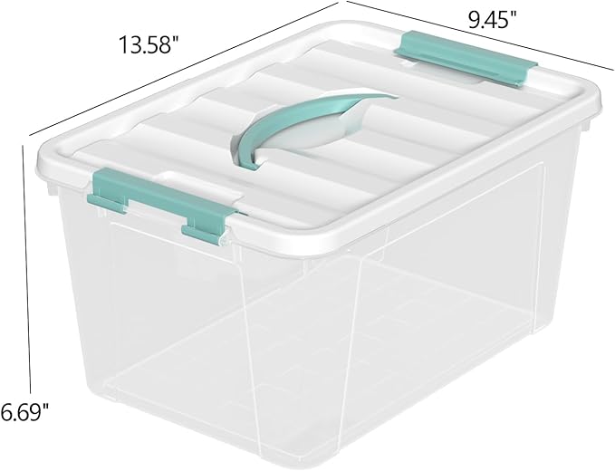 Xyskin 6 Pack 14 Quart Stackable Plastic Storage Bins with Lids and Latching Buckles, Storage Latch Box/Bins, Clear