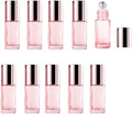 10 Pack Glass Essential Oil Roller Bottles,5ml Pink Roller Bottles with Stainless Steel Roller Balls,Refillable Massage Roller Bottle Perfume Bottle for Travel