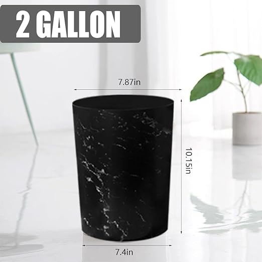 Feisco Small Trash Can for Bathroom, 2 Gallon Trash Can Trash Bin Wastebasket Garbage Can for Kitchen,Bathroom Office, Bedroom,Dorms,Laundry Room (Black, 2 Pack)