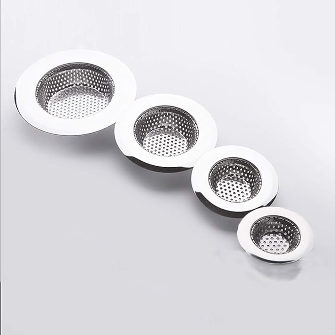 Shower Drain(4 Pack), Bathtub Drain Cover, Sink Tub Drain Stopper, Sink Strainer for Kitchen and Bathroom, Hair Stopper for Bathtub Drain Cover Size from 1.5'' to 4.45''. (Silver-Round Hole)