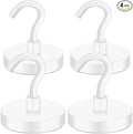 MIKEDE Magnetic Hooks Heavy Duty, 150LB Super Strong Magnetic Hooks for Cruise, Neodymium Earth Magnets with Hook for Hanging, Magnetic Metal Hanger for Fridge, Toolbox, Storage, (White, 4 Pack)