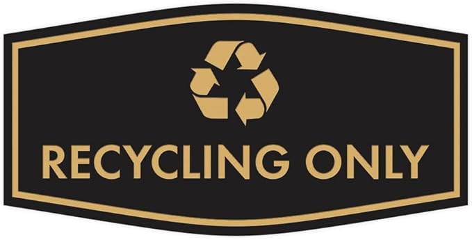 Fancy Recycling Only Sign (Black Gold) - Medium