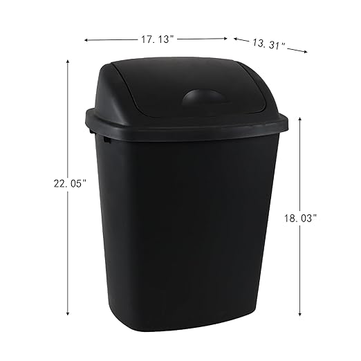 4 Packs Commercial Heavy-Duty Trash Can with Lid, Plastic Swing Top Kitchen Trash Can (11 Gallon, Black)