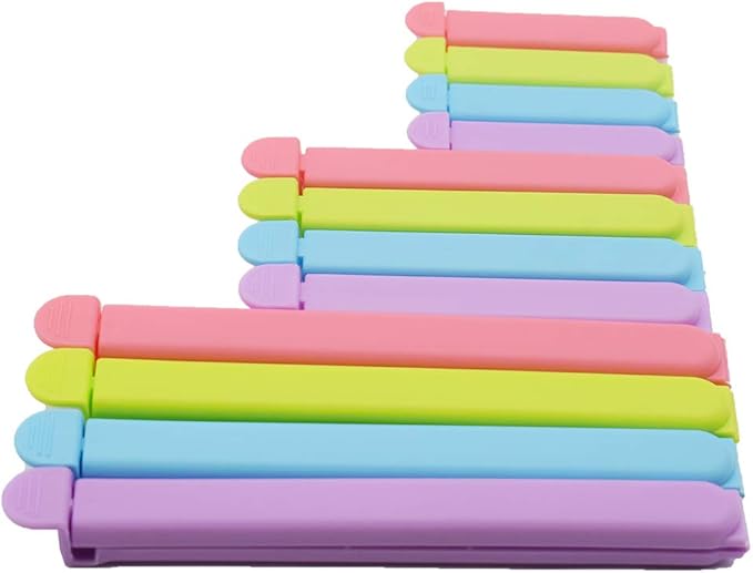 Tmflove 12 PCS Sealing Clips for Food and Snack Bag(2.75 in, 4.33 in, 6.29 in)