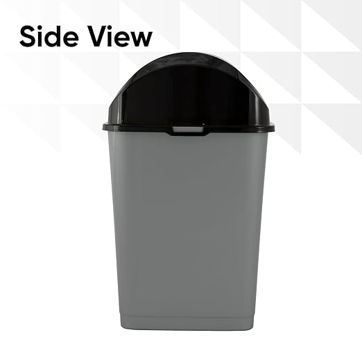 Superio Small Trash Can for Dorm with Lid 4.5 Gallon Plastic Swing Top Slim Garbage Can for Under Sink/Cabinet, Laundry, Kitchen, Office, Bedroom, Bathroom, College, 18 Qt Gray/Black, 2