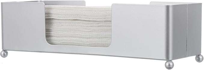 MyGift Paper Towel Holder, Modern Silver Tone Metal Tabletop Paper Dispenser, Commercial Folded Paper Tray for Guest Bathroom