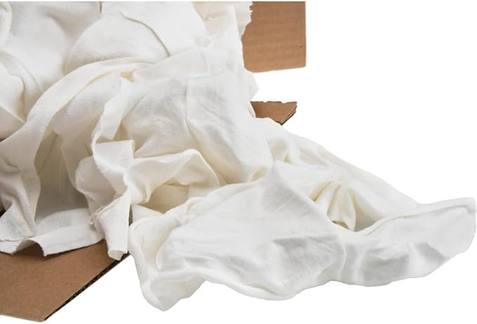 PRO SOURCE Reclaimed White Cotton T-Shirt Cloth Shop Rags, Sold by Weight (10 lb)
