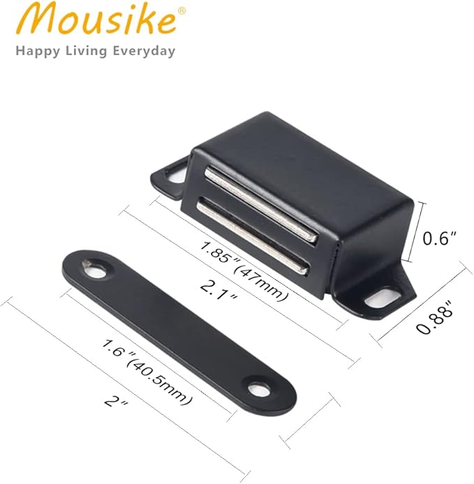 Mousike Cabinet Magnets 30lb Black Door Magnets with Strong Magnetic for Kitchen Cupboard Wardrobe Closet Cabinet Door Drawer Latch 6 Pack