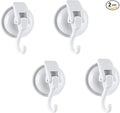 Extra Duty Suction Cup Hooks - Glass & Bathroom Robe Hooks, White (4 Pack)