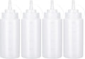 Condiment Squeeze Bottles Ketchup Dispenser, 4 Pack 16oz Squeeze Bottles for Liquids, Plastic Sauce Bottle with Cap Lid, Squirt Bottles for Sauces Liquids BBQ Dressing Pancake Art