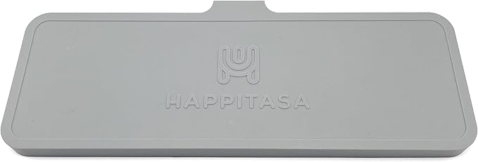 Happitasa Silicone Soap Dish Tray and Sponge Holder with Drain Chute | Bathroom and Kitchen Sink Organizer Caddy (Grey, 12"x4", 7.4 Ounces)