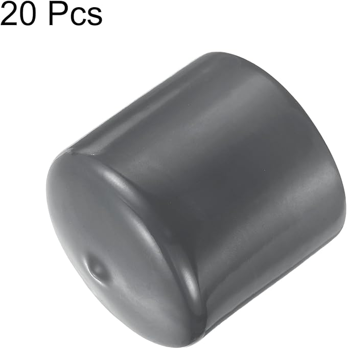 uxcell 20pcs Rubber End Caps 45mm ID Vinyl Round Tube Bolt Cap Cover Thread Protectors Dark Grey