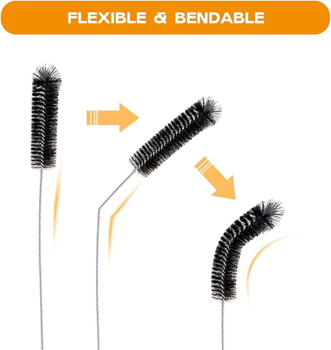 Straw Cleaner Brush Set,6 Piece 12" Long Pipe Tube Bottle Brushes for Cleaning Narrow Neck Bottles,Coffee Maker,Glass Cups