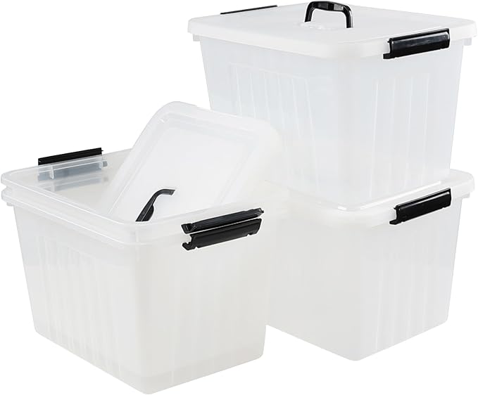 Asking 18 L Clear Plastic Storage Box with Handle, 4-Pack