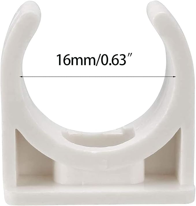 100 Pcs U-Shaped PVC Water 16mm Pipe Clamps Clips, U-Shaped Buckles Fit for 1/2" (16mm) Water Pipes and TV Trays Tubing Hose Hanger Support Pex Tubing （White 16mm）