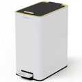 Stainless Steel 4 Gallon Slim Trash Can with Lid,15L Bathroom Garbage Can with Removable Wastebasket, Rectangular Garbage Cans for Office、 Bathroom,、Kitchen (White)